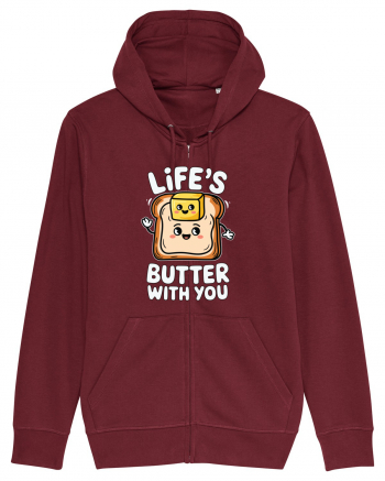 Life's Butter With You | Funny Toast Pun Burgundy