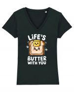 Life's Butter With You | Funny Toast Pun Tricou mânecă scurtă guler V Damă Evoker