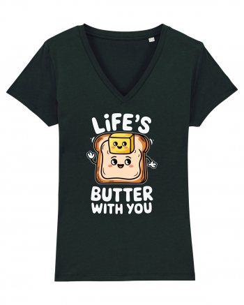 Life's Butter With You | Funny Toast Pun Black