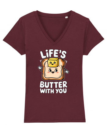 Life's Butter With You | Funny Toast Pun Burgundy