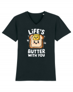 Life's Butter With You | Funny Toast Pun Tricou mânecă scurtă guler V Bărbat Presenter