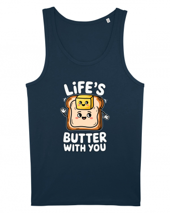 Life's Butter With You | Funny Toast Pun Navy