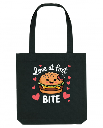 Love At First Bite | Cute Hamburger Pun Black