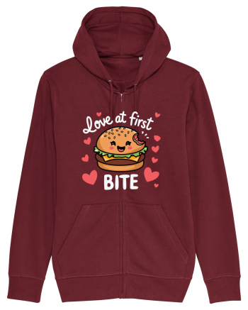 Love At First Bite | Cute Hamburger Pun Burgundy