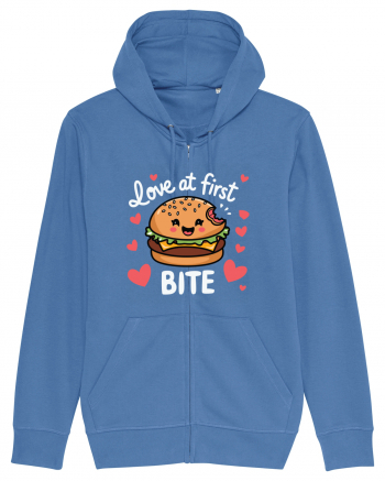 Love At First Bite | Cute Hamburger Pun Bright Blue