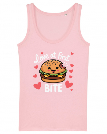 Love At First Bite | Cute Hamburger Pun Cotton Pink