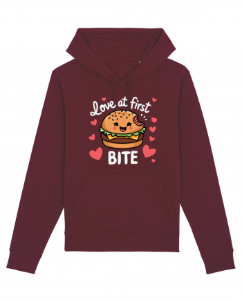 Love At First Bite | Cute Hamburger Pun Burgundy