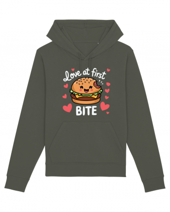 Love At First Bite | Cute Hamburger Pun Khaki