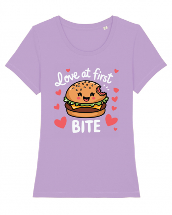 Love At First Bite | Cute Hamburger Pun Lavender Dawn