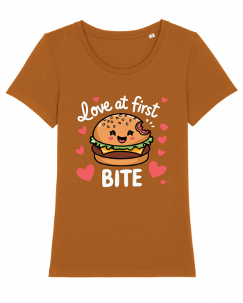 Love At First Bite | Cute Hamburger Pun Roasted Orange