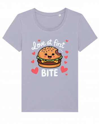 Love At First Bite | Cute Hamburger Pun Lavender