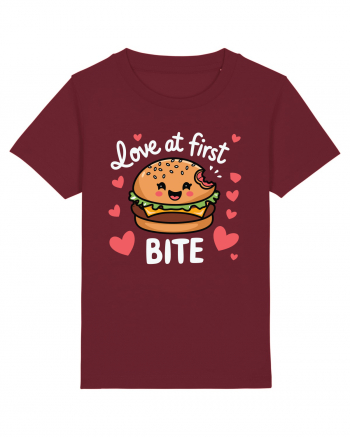 Love At First Bite | Cute Hamburger Pun Burgundy