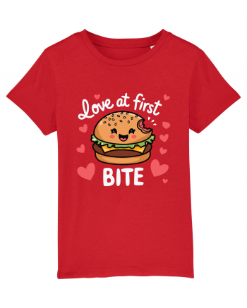 Love At First Bite | Cute Hamburger Pun Red