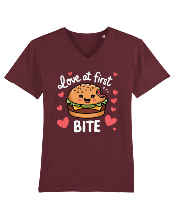 Love At First Bite | Cute Hamburger Pun Burgundy