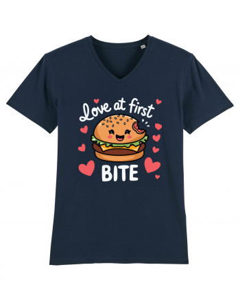 Love At First Bite | Cute Hamburger Pun French Navy