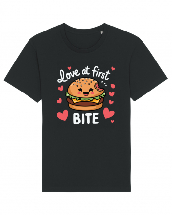 Love At First Bite | Cute Hamburger Pun Black