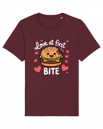 Love At First Bite | Cute Hamburger Pun Burgundy