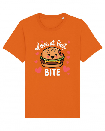 Love At First Bite | Cute Hamburger Pun Bright Orange