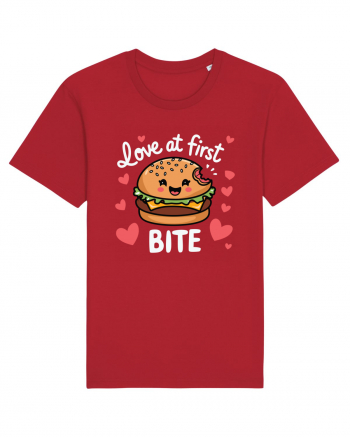 Love At First Bite | Cute Hamburger Pun Red