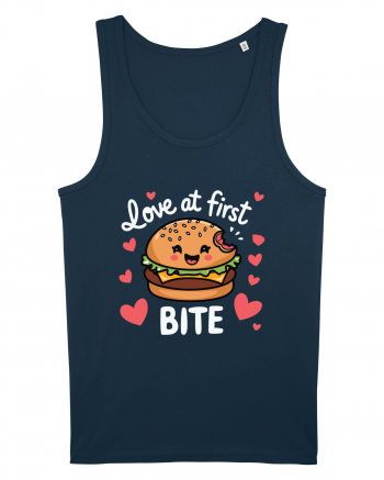 Love At First Bite | Cute Hamburger Pun Navy