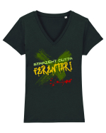 STRAIGHT OUTTA FERENTARI- DIN FERENTARI Tricou mânecă scurtă guler V Damă Evoker