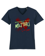 STRAIGHT OUTTA MILITARI- DIN MILITARI Tricou mânecă scurtă guler V Bărbat Presenter