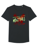 STRAIGHT OUTTA MILITARI- DIN MILITARI Tricou mânecă scurtă guler larg Bărbat Skater