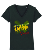STRAIGHT OUTTA RAHOVA- DIN RAHOVA Tricou mânecă scurtă guler V Damă Evoker