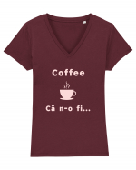 Coffee, că n-o fi... Tricou mânecă scurtă guler V Damă Evoker