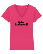 Hello Bucharest! UPS! - black Tricou mânecă scurtă guler V Damă Evoker