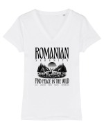 Romania Romanian Serenity - Find peace in the wild  Tricou mânecă scurtă guler V Damă Evoker