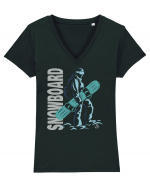 Snowboarder Tricou mânecă scurtă guler V Damă Evoker