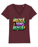 Retro- Muzica Dans Repeta Tricou mânecă scurtă guler V Damă Evoker