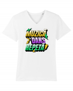 Retro- Muzica Dans Repeta Tricou mânecă scurtă guler V Bărbat Presenter