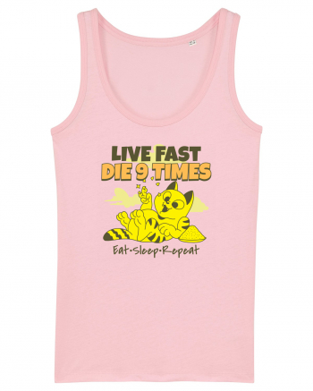 Cu pisici- funny cat, live fast, die 9 times Cotton Pink