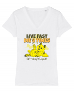 Cu pisici- funny cat, live fast, die 9 times Tricou mânecă scurtă guler V Damă Evoker