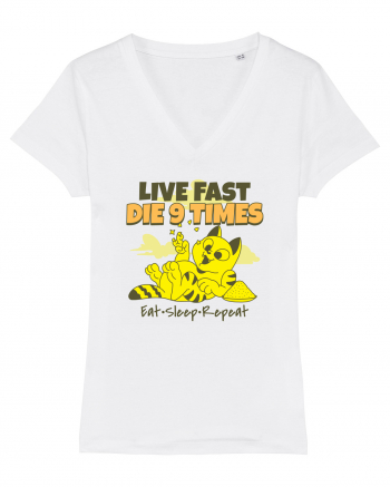 Cu pisici- funny cat, live fast, die 9 times White