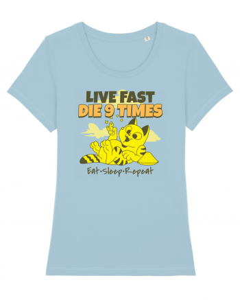 Cu pisici- funny cat, live fast, die 9 times Sky Blue