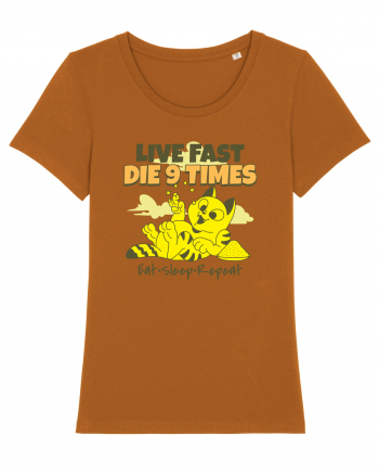 Cu pisici- funny cat, live fast, die 9 times Roasted Orange