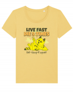 Cu pisici- funny cat, live fast, die 9 times Tricou mânecă scurtă guler larg fitted Damă Expresser