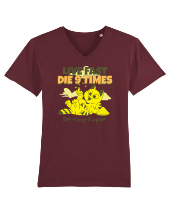 Cu pisici- funny cat, live fast, die 9 times Burgundy