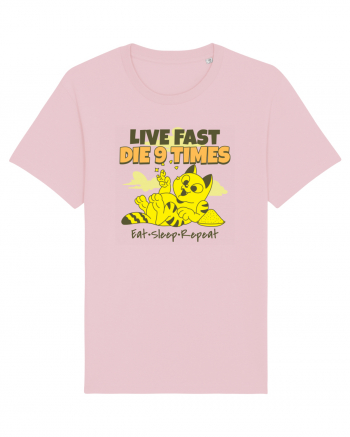 Cu pisici- funny cat, live fast, die 9 times Cotton Pink