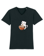 Ramen cat  Tricou mânecă scurtă guler V Bărbat Presenter