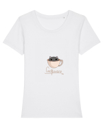 Pisică catppuccino  Tricou mânecă scurtă guler larg fitted Damă Expresser