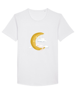Pisică cu lună Tricou mânecă scurtă guler larg Bărbat Skater