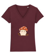 Print Ciupercuță Tricou mânecă scurtă guler V Damă Evoker
