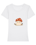 Print Ciupercuță Tricou mânecă scurtă guler larg fitted Damă Expresser
