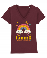 Iubire - Merita incercat  Tricou mânecă scurtă guler V Damă Evoker