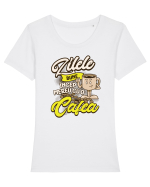 Cafea buna- Așa incep zilele bune Tricou mânecă scurtă guler larg fitted Damă Expresser