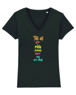 TELL ALL YOUR RICH FRIENDS ABOUT MY ART STUFF  Tricou mânecă scurtă guler V Damă Evoker